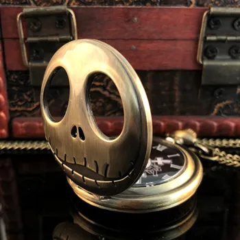 Kafatası Kesme Steampunk cep saati Kuvars Saat Kolye Kişilik Yaratıcı Cep Fob Zinciri Saatler CF1369 0