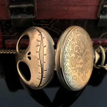 Kafatası Kesme Steampunk cep saati Kuvars Saat Kolye Kişilik Yaratıcı Cep Fob Zinciri Saatler CF1369 1
