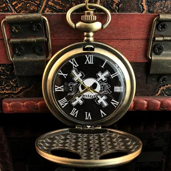 Kafatası Kesme Steampunk cep saati Kuvars Saat Kolye Kişilik Yaratıcı Cep Fob Zinciri Saatler CF1369 5