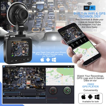 4K 3840 * 2160 WİFİ GPS Dash kamera Kayıt Araba Kamera Gece Görüş WDR G-Sensor Hareket Algılama 1080P Arka Kamera