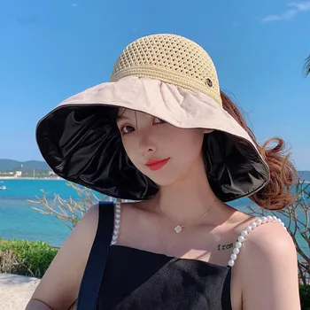 Yaz At Kuyruğu güneş koruma şapkası Kadınlar için 2022 Yeni Moda Güneşlik Boş Üst Vinil Balıkçı Şapka Nefes Pamelas Playa