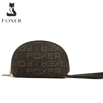 FOXER Yeni Kadın PVC Deri bozuk para cüzdanı Kadın Retro el çantası Bayan Depolama küçük cüzdan Mini Kozmetik çantası Fermuarlı Telefon Çanta