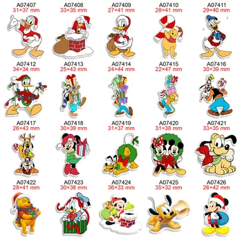 Akrilik Disney Karikatür Mickey Mouse Noel Düzlemsel Reçine Flatback Baskılı Cabochon DIY Yaylar Parti Zanaat Malzemeleri El Yapımı