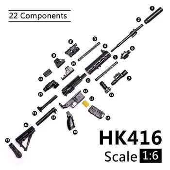 1: 6 Ölçekli HK416 Otomatik Tüfek Plastik Siyah Tabanca Modeli Monte 4D Bulmaca Modeli için 12 