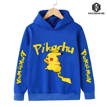 2023 Pokemon çocuk Pikachu Hoodies Erkek Kız Bahar Sonbahar Karikatür Anime Figürü Pikachu İnce Palto