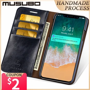 Musubo deri telefon kılıfı Kapak Için iPhone XR X 8 Artı Lüks kartlıklı cüzdan Flip iphone için kılıf Xs Max 7 artı 6 s Artı 6 SE