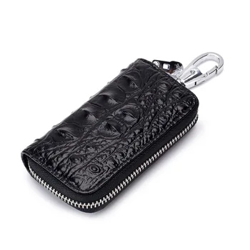 Marka Inek Derisi Anahtar kart tutucu yüksek kalite hakiki Deri Timsah Desen Anahtar Kutu Fermuar 6 anahtarlıklar Organizatör Araba anahtar çantası