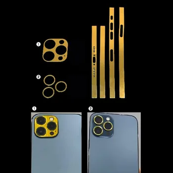 Çerçeve Çıkartması Cilt iPhone 14 13 12 Pro Max Yan Film Kapak Koruyucu Ultra İnce Ayna Parlak Çıkartmalar LOGO ile Kamera Wrap