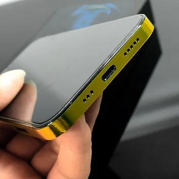 Çerçeve Çıkartması Cilt iPhone 14 13 12 Pro Max Yan Film Kapak Koruyucu Ultra İnce Ayna Parlak Çıkartmalar LOGO ile Kamera Wrap 4