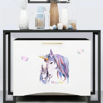 3D Karikatür Unicorn Duvar Sticker Duvar Dekorasyon duvar çıkartmaları Çocuk Odaları için Ev Dekorasyon sanatsal fresk Yatak Odası Su Geçirmez PVC