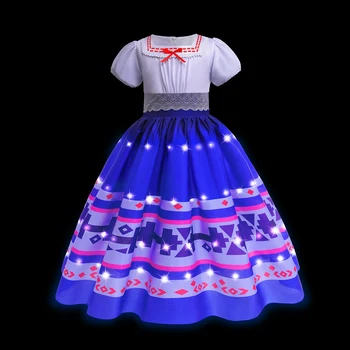 Encanto Light Up Luisa Elbise Kız Çocuklar Doğum Günü Prenses parti giysileri Luisa Madrigal Cosplay Giyim Noel Led Elbise