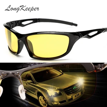 LongKeeper Gece Görüş Gözlüğü Far Polarize Sürüş Güneş Gözlüğü Sarı Lens UV400 Koruma Gece Gözlük Sürücü için
