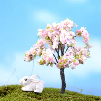1 Adet Plastik Mini Sakura Simülasyon Ağaçları Bitki Minyatürleri Bahçe Microlandscape Ayarı Figürler Ev Dekor Kaynağı
