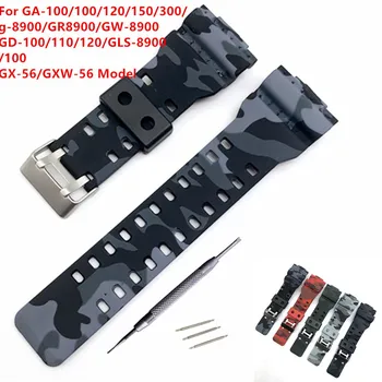 16mm Silikon Watchband GA-110 GA-100 GA-120 GX-56 / GXW-56 GR890 Kamuflaj Kauçuk Su Geçirmez Erkek saat kayışı Kayışı 4