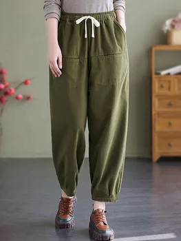 Kadınlar Casual harem pantolon Yeni 2022 Sonbahar Basit Tarzı Düz Renk Tüm Maç Gevşek Kadın Yüksek Bel Ayak Bileği uzunlukta Pantolon B2159