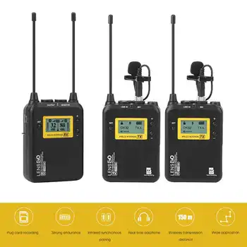 LENSGO LWM-328C Kablosuz Yaka Mikrofon Sistemi Ses Yaka Mikrofon Akıllı Telefonlar için DSLR kameralar Röportaj Kayıt