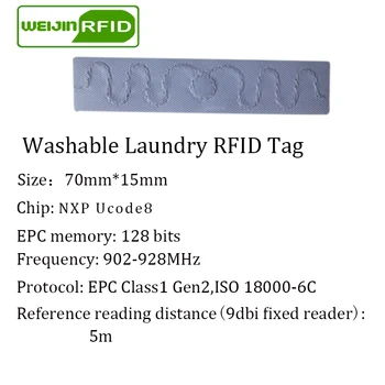 UHF RFID çamaşır etiketi Yıkanabilir ısıya dayanıklı otel Keten giyim 902-928MHZ NXP UCode8 EPC Gen2 6C akıllı kart pasif RFID etiketleri