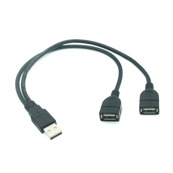 1 ADET 30CM USB 2.0 A 1 Erkek 2 Çift USB Dişi Veri Hub Güç Adaptörü Y Splitter USB Şarj Güç kablo kordonu Uzatma Kablosu