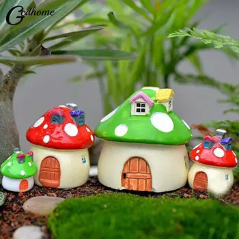 Sevimli 3 Boyutları DIY Reçine Peri Bahçe Zanaat Dekorasyon Minyatür Mikro Gnome Teraryum Akdeniz Ev Mantar Kale Hediye 3
