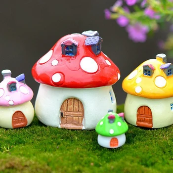 Sevimli 3 Boyutları DIY Reçine Peri Bahçe Zanaat Dekorasyon Minyatür Mikro Gnome Teraryum Akdeniz Ev Mantar Kale Hediye 5