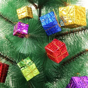 12 adet Lazer Küçük hediye çantası yılbaşı dekoru Noel Süslemeleri Noel Ağacı Kolye Renkli Kabarcık noel hediyesi Çanta