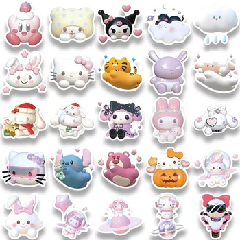 10/30/50 ADET Kawaii Hello Kitty Sevimli Kuromi 3D Graffiti Sticker Dıy Gövde Kaykay çocuk Oyuncakları El Hesabı Etiket