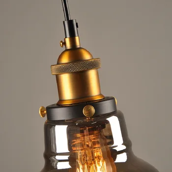 Açık gri Amber renk Vintage dekor ışıkları yemek cam asılı lamba rusya Loft armatür Modern yatak odası kolye lamba 5