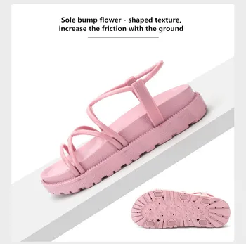 YENİ Yaz Jöle ayakkabı Kadın Sandalet Şeker Renk Düz Sandalias 2020 Gladyatör plaj sandaletleri Bayanlar Terlik Sandalet 1