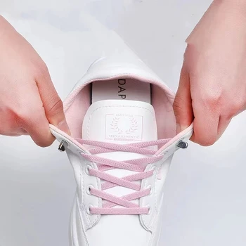 Hiçbir Kravat Düz Yürüyüş Koşu Ayakkabı Dantel Elastik Ayakabı Açık Eğlence Sneakers Hızlı Güvenlik Düz Ayakkabı Bağı Çocuklar Yetişkin Tembel Danteller 1