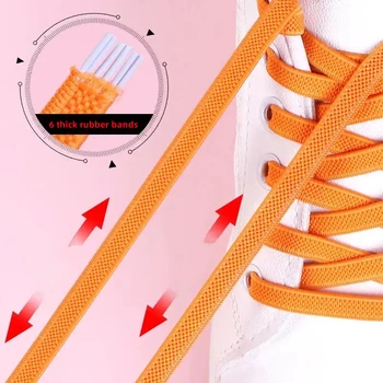 Hiçbir Kravat Düz Yürüyüş Koşu Ayakkabı Dantel Elastik Ayakabı Açık Eğlence Sneakers Hızlı Güvenlik Düz Ayakkabı Bağı Çocuklar Yetişkin Tembel Danteller 5