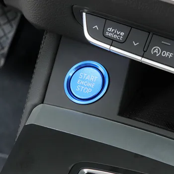 Araba Konsolu Vites Motor Çalıştırma Durdurma Düğmesi Daire Trim Otomatik H Düğmesi Dekoratif Kapak İçin Audi A6 C7 C8 İç Çıkartmalar