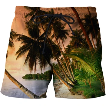 Deniz Doğa Manzarası 3D Baskılı erkek Kısa Pantolon Mayo Erkekler erkek mayoları Beachwear Serin Erkek Çocuklar plaj şortu Spor pantolon 1