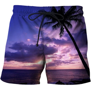 Deniz Doğa Manzarası 3D Baskılı erkek Kısa Pantolon Mayo Erkekler erkek mayoları Beachwear Serin Erkek Çocuklar plaj şortu Spor pantolon 3