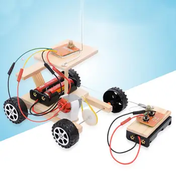 DIY Kablosuz Uzaktan Kumanda Yarış model seti Ahşap Çocuklar Fiziksel Bilim Deneyleri oyuncak seti Monte Araba Eğitici Hediyeler