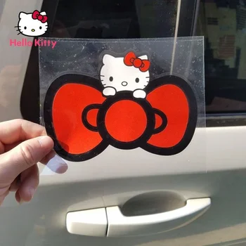 Hello Kitty Araba Sticker Kedi Yavru Karikatür Dekoratif Yay Oto Aksesuarları Baskı Araba Çıkartmaları Çizikler Azaltmak Su Geçirmez