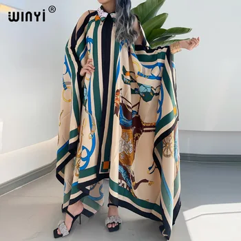 WİNYİ sukienka Moda Yaz kimono Elbise ücretsiz Boyutu kadın Yarım Kollu Çiçek Baskılı Zarif Rahat Tatil Gevşek Elbiseler 5