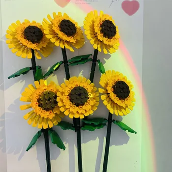 2022 Kız Arkadaşlar Sanat Ayçiçeği Yapı Taşları Tuğla Moc Buket Uyumlu 40524 Ev Dekorasyon Bitki Oyuncaklar Çocuklar için Hediyeler