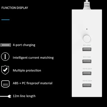 Çok fonksiyonlu 4 Port USB şarj aleti Hızlı Şarj Akıllı Fiş güç şeridi 5V 2A Uzatma Soketi Ev Elektroniği AB / ABD Şarj Cihazı 3