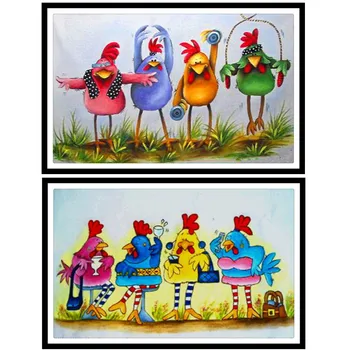 5D DIY Elmas boyama Hayvan Dört güzel tavuk Elmas Nakış Tam Kare Elmas Çapraz Dikiş Mozaik Ev Dekor Hediye 1