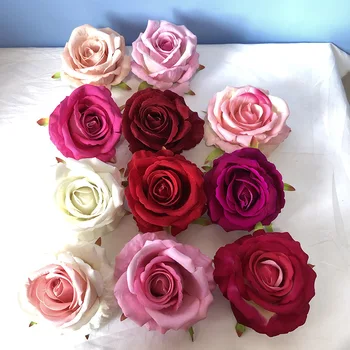10 Adet 10cm Renkli Pazen Gül Çiçek Kafa Dıy yapay çiçekler Duvar Garland Malzemeleri Düğün Dekor Buket Güller Kafa