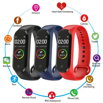YENİ M4 akıllı saat Erkekler Kadınlar Spor Kan Basıncı nabız monitörü Su Geçirmez Bluetooth Spor İzci Bilezik 3