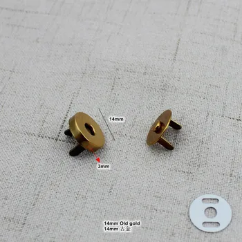14mm Eski altın asılı kaplama çanak şekli manyetik snap düğmesi toka raptiye çanta çanta cüzdan toptan