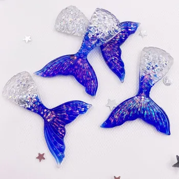 Reçine Glitter 3D Renkli Mermaid Balık Kuyruğu Flatback Rhinestone Aplikler 24 adet Karalama Defteri DIY Kristal Dekor Heykelcik Zanaat OH20 0