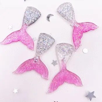 Reçine Glitter 3D Renkli Mermaid Balık Kuyruğu Flatback Rhinestone Aplikler 24 adet Karalama Defteri DIY Kristal Dekor Heykelcik Zanaat OH20 1