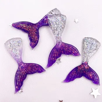 Reçine Glitter 3D Renkli Mermaid Balık Kuyruğu Flatback Rhinestone Aplikler 24 adet Karalama Defteri DIY Kristal Dekor Heykelcik Zanaat OH20 2