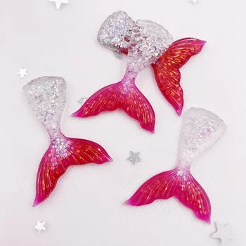Reçine Glitter 3D Renkli Mermaid Balık Kuyruğu Flatback Rhinestone Aplikler 24 adet Karalama Defteri DIY Kristal Dekor Heykelcik Zanaat OH20 5