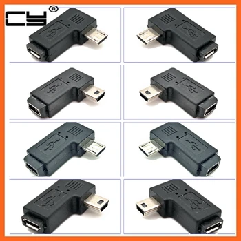 90 Derece Sol ve Sağ Açılı Mini USB 5pin Dişi mikro USB Erkek Data Sync adaptör fiş mikro USB Mini USB Konektörü