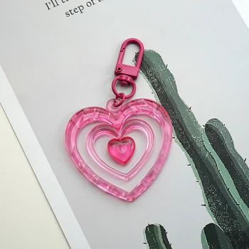 Sevimli ıns Akrilik Pembe Kızlar Aşk Kalp çanta anahtarlığı Sırt Çantası kolye uçları Araba Anahtarlık Toptan Anahtarlık Airpods Durumda 0