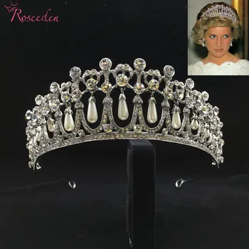 Klasik Prenses Diana Taç Kristal İnci Gelin Düğün Tiara Taçlar Saç Aksesuarları Takı RE3049