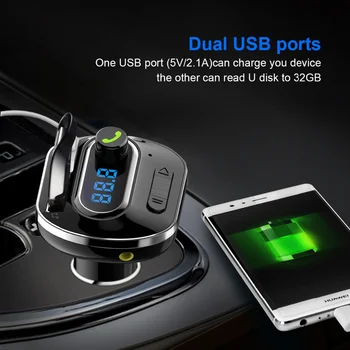 FM Verici Aux Modülatör bluetooth eller ser araç kiti Araç Ses MP3 Çalar ile 5V 2.1 A çift USB araba şarjı